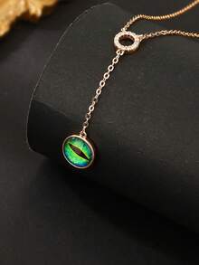 1 pieza Collar con colgante de ojo de diablo de moda, estilo europeo y americano, adecuado para uso diario de mujeres, regalo de vacaciones y cumpleaños - Amarillo Oro - Ver 1