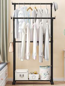 Perchero metálico multifuncional de doble capa y de una sola capa: diseño moderno, ahorra espacio, adecuado para la entrada, el dormitorio o la oficina. - Negro - Ver 3