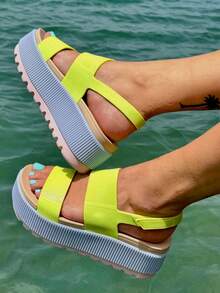 New Platform Water Sandals For Women Chunky Wedge Lug Sole Open Toe Shoes Summer Walking Beach Vacation Waterproof Sandals - Xanh lá cây Xanh lam - Xem 8