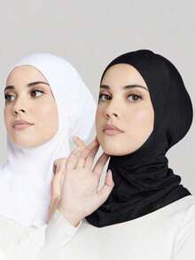 1/2 chiếc lót khăn trùm đầu nữ, có thể che đầu, cổ và cằm, khăn trùm đầu dệt kim co giãn kiểu Hồi giáo, có thể nhanh chóng sử dụng như lớp lót khăn trùm đầu. - mũ turban nữ - Xem 5