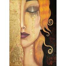 1 件/3 件墙面艺术海报可选框架现代经典古斯塔夫·克里姆特家族名画《泪之吻》金色现代海报印刷墙面艺术画可用于房间装饰画 - 彩色 - 查看 19