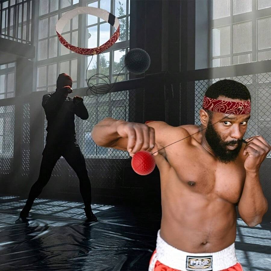 Head Mounted Boxing Agility Training Ball, Martial Arts Punching Reaction Reflex Ball, Adult Home Fitness Equipment, Adjustable Anti-Drop Speed Ball, Gym - Multicolor - View 1