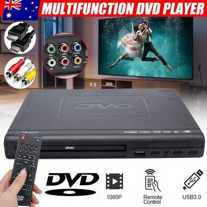 DVD Player Movie Composite Video Multi Region HD 1080p W/ Remote RCA  Cable
