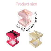 10 Pcs Clear Gift Boxes Mini Square Party Favor Box With Ribbons Creative Cute Empty Treat Boxes For Wedding Birthday Bridal Shower BabyShower Party Supplies - Multicolor - View 3