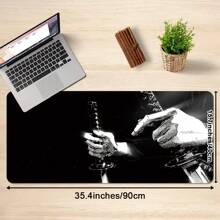 Extra Large Gaming Mouse Pad, Hold A Sword Pattern Desk Mat, Black And White Sword Design, With Non-Slip Rubber Base, Washable Office & Gaming Mousepad, With Precision Edging For ESports, Computer & Office Use