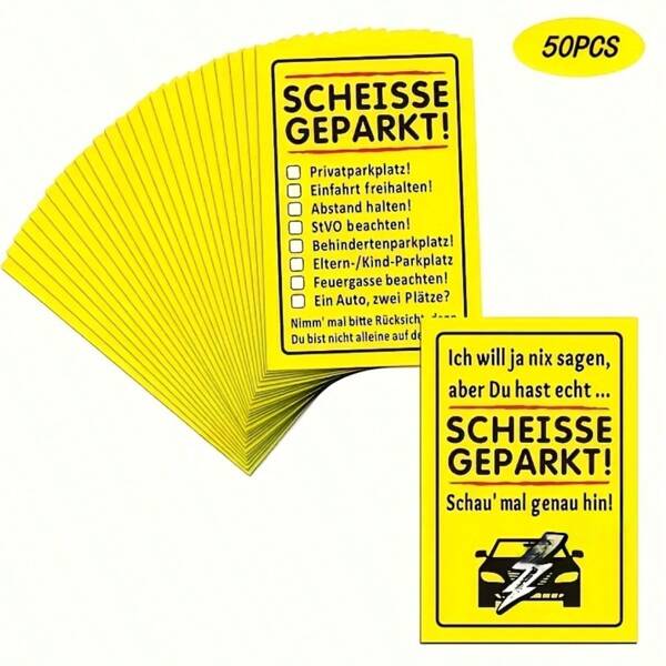 50/80 Stücke lustige deutsche Parkticket-Benachrichtigungskarten, können Gründe überprüfen, amüsanter Erinnerungszettel für falsches Parken, aus Papier gefertigt, Schulanfang, Schulbedarf