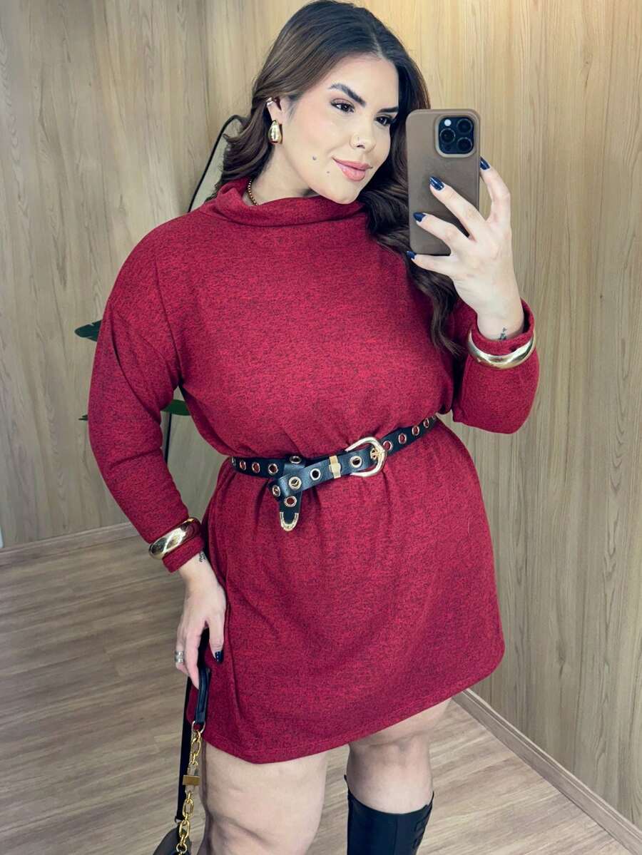 Women Plus Size Dress Warm Winter Large Size Elegant Party Sexy Casual Boho Cute Fabric Evening Home Holiday Daily - 紫紅色 - 查看 1
