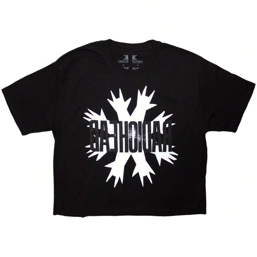 Radiohead | Official Band Crop Top | Cut Hands - 48-Hour Fast Shipping!  - Black - View 1