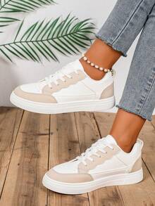 Women's Casual Sports Shoes Sneakers, White Versatile Athletic Trainers - Khaki - View 3