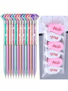 1/4/8/12PCS,Sparkling Crystal Diamond Ballpoint Pens - Retractable, Medium Point - Perfect For Weddings, Office, School, ChristmasAnd Valentine's Day Gifts, 6PCS/Set, Monochrome Calibration Tape, Mixed Color, Portable Calibration Tape, Calibration Tape, Student Use, Office Use