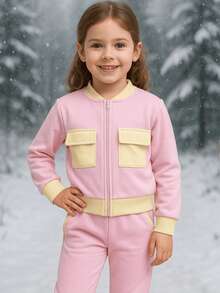 Winter Set For Girls Pink Lilac Jacket Zipper Front Pockets Pants Lined Sweatshirt Thermal Clothing Comfortable Cozy Stylish Modern Complete Look Cold Coat Warm Clothing High Quality Thick Fabric Soft Touch Elastic Waist Cuffs Delicate Details Sophisticated Appearance Children's Clothing For Women Winter Fashion Style Perfect Gift Charming Look Elegant Clothing Stylish Girl Look For A Walk School Travel Vacation Clothing For Cold Protection Baby Clothing For Children Comfortable Versatile Practical Clothing To Wear With Boots Sneakers Combat Boots Casual Clothing Fashionista Timeless Piece Cold Clothing That Warms And Charms Stylish Clothing For Cold Days Charming Appearance Set That Transmits Comfort Beauty Functionality Ideal Winter Piece Clothing That Combines Style And Warmth - 粉黃色 - 查看 2
