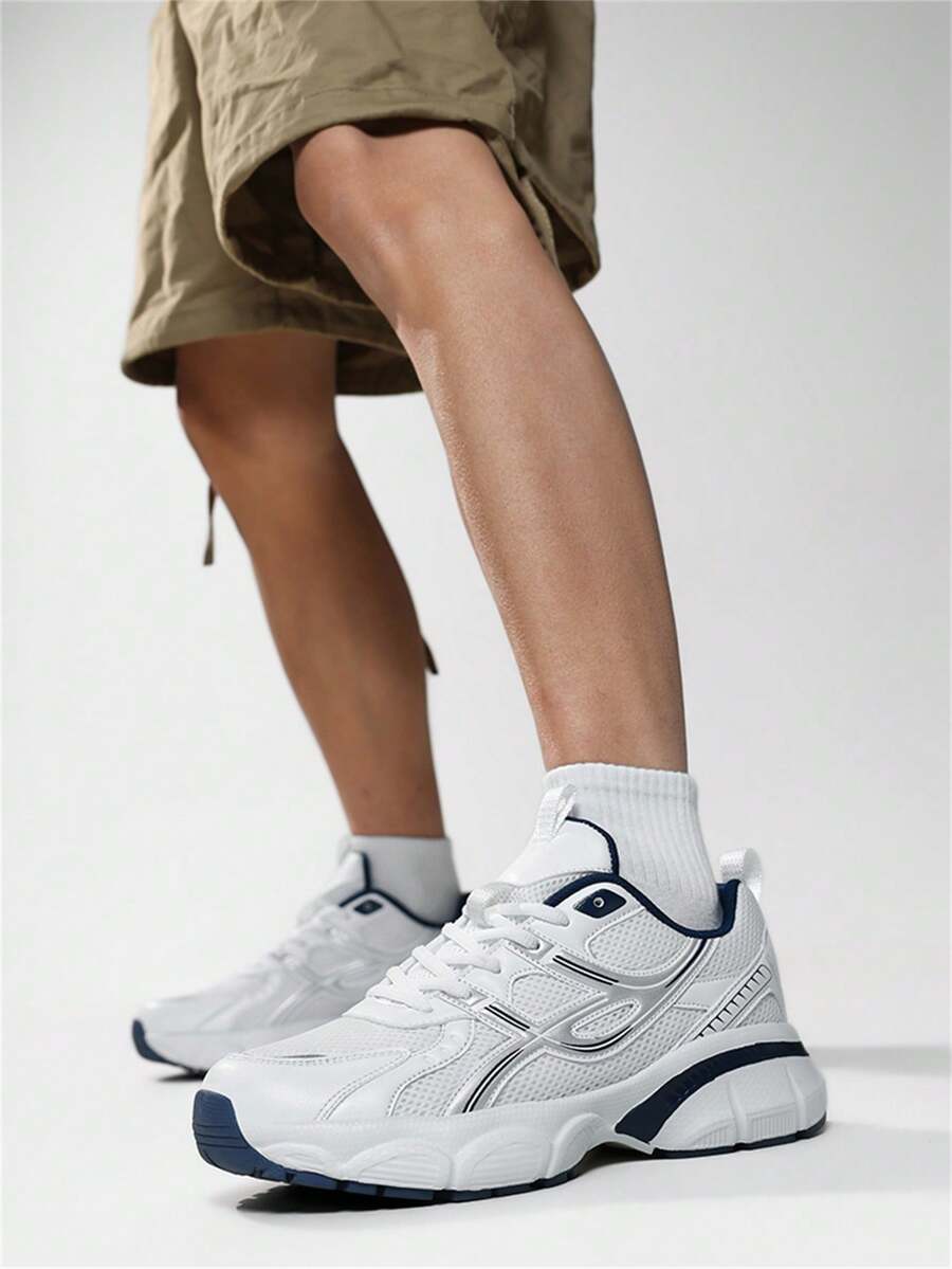 Zapatillas deportivas de suela de goma para todas las estaciones, zapatillas de baloncesto para hombres, talla grande, estilo callejero, transpirables, de moda (patrón de suela aleatorio), adecuadas para vaqueros y ropa deportiva