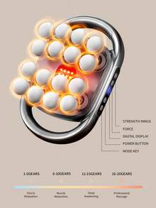 16-Head Fascia Massage Gun, Deep Tissue Massager, Portable Muscle Massage Gun For Back And Neck Muscle Relaxation, 30 Adjustable Speeds, Digital Display - Black - View 5