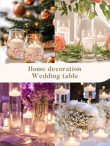 Floating Candles, White Dripless Wax Burning Candles, For Weddings, Party, Special Occasions And Home Decorations Room Decor ,For Centerpieces Christmas Decorations Multiple Sizes Available-Select The Perfect Fit For Your Candlestick.