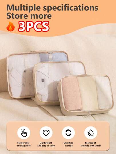 Light Luxury Style Simple And Fashionable Multiple Sizes And Specifications Storage Travel Bag Set Simple Business Trip Travel With Luggage Bag Multifunctional Lightweight Breathable Clothing Storage Bag