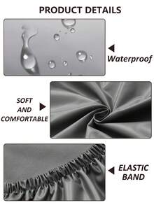 1入組仿皮戶外沙發坐墊套，耐水彈性半覆蓋沙發坐墊保護套，適用於院子/露台/花園沙發 - 灰色 - 查看 5