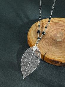 TopHanqi 1 colar minimalista elegante com pingente vazado e design de folha, adequado para mulheres para uso diário, festas, reuniões, deslocamentos, presentes, todas as estações