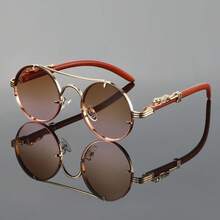 1 Pair Retro Leopard Head Decorative Fashion Glasses, Classic Unisex Metal Round Frame Eyeglasses - Multicolor - View 6