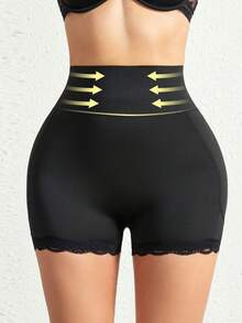 A Black Ladies' Hip - Lifting And Tummy - Controlling Belt With Fake Buttock Sponge Pads, Breathable Body - Shaping Pants For Enhancing Hips And Hips, Creating A Peach - Shaped Buttocks.