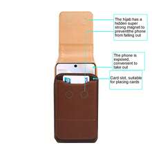 Universal PU Leather Cell Phone Bag With Card Slot Wear Belt Phone Holder Waist Pouch Holster