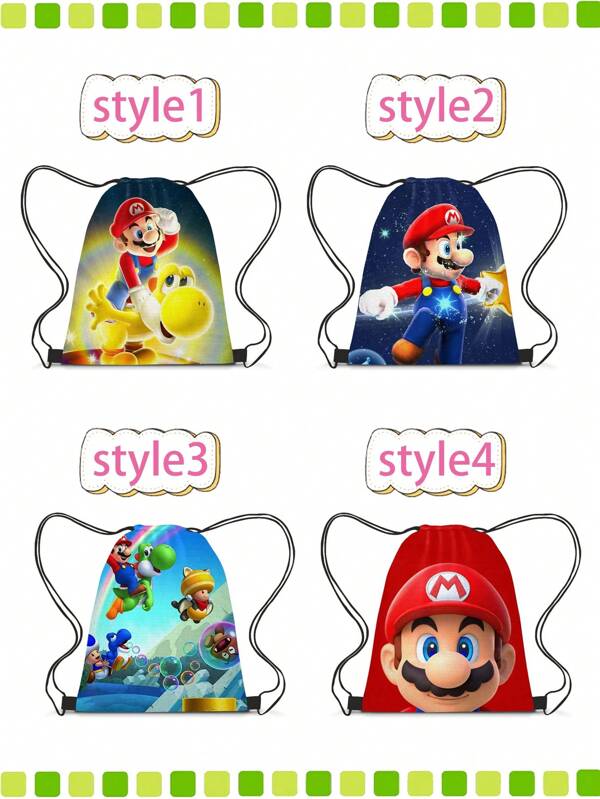 Super Mario Sac à cordon Mario, sac à cordon Mario, sac à dos, sac de rangement étudiant Mario, sac à dos de sport et de fitness, sac de sport, sac de sport de ballon