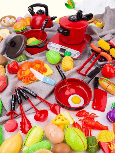 1set Kitchen Toys Set For Kids Girl Cooking Baby Cutting Fruit Cooking Kitchen Utensils Children's Simulation Education Pretend Play