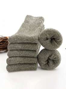 5 pares de calcetines gruesos y acogedores de punto unisex - calcetines medianos perfectos para otoño/invierno, ideales para ocio y uso en casa, perfectos para dormir y usar en interiores