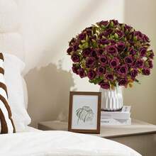 1/3PCS Artificial Flowers-Silk Rose, Fake Plants, Home, Dining Room, Living Room, Outdoor Garden Decoration,Mother's Day Gifts, Birthday Gifts, Graduation Season Gifts, The Art Of Inserting Flowers, Photography Props, Autumn, Spring, Vase, Flower Wall, Flower Wreath, Bridal Bouquet, Wedding Decoration, DIY Flower Wreath Materials, Birthday Party Decoration Materials, Home Decoration Accessories, Valentine's Day. - Burgundy - View 9