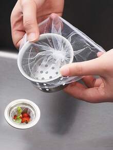 100PCS Disposable Mesh Sink Strainer Bags, Kitchen Sink Strainer Filter Mesh Bag Anti Clogging Elastic Kitchen Sink Strainer Mesh Trash Bag, Fits Most Sizes Of Sink Strainer Kitchen Items Kitchen Accessories Kitchen Tools - White - View 3