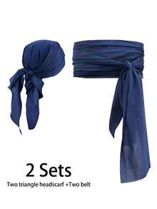 2件套万圣节海盗头箍、帽子、配饰、海盗腰带，材质柔软，适合女性万圣节装扮，也可作为圣诞节装饰品。