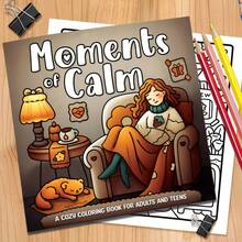 كتاب تلوين فاخر مكون من 22 صفحة بعنوان "لحظات من الهدوء والحياة الدافئة"، تصاميم سهلة ومريحة مستوحاة من الهيجي تتميز بنساء في مشاهد هادئة، ورق سميك، استمتع بلحظة من السكينة وسط الحياة المزدحمة، كل صفحة مصممة لمساعدتك على التباطؤ والاسترخاء والاستمتاع بالهدوء. هدايا عيد الأم، عيد الهالوين، عيد الميلاد
