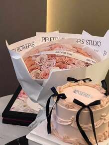 5/10/20 件红色/黑色/粉色丝带蝴蝶结蛋糕装饰、情人节蛋糕装饰、甜点蝴蝶结装饰、丝带蛋糕装饰用品、周年纪念蛋糕装饰，适用于婚礼、派对、情人节、周年纪念、生日蛋糕 - 彩色 - 查看 4