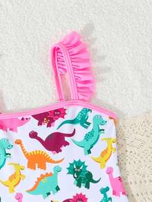 Adorable Dinosaur Design Toddler One-Piece Swimsuit - Multicolor - View 4