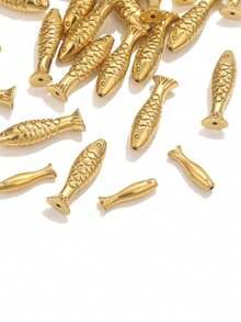 5 件不锈钢金鱼串珠小饰品隔珠散珠适用于珠宝制作工艺品手工 DIY 手链配件散装