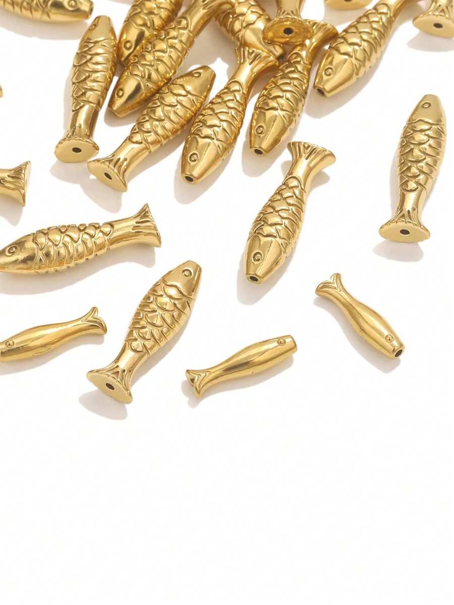 5 件不锈钢金鱼串珠小饰品隔珠散珠适用于珠宝制作工艺品手工 DIY 手链配件散装