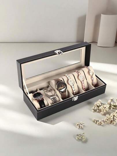 2/3/6/10/12 fack Lyxig klockförvaringslåda med stor kapacitet, displayställ för klockor, armband, lämplig för män och kvinnor, mekanisk och elektronisk klockorganisatör. Elegant svart PU-läderfodral med säkerhetsbarriär - kan hålla klockor, perfekt presentask PU-läderfodral, klockförvaringslåda, klockdisplaylåda, hemorganisation och förvaring, rumsdekor, present till män och kvinnor