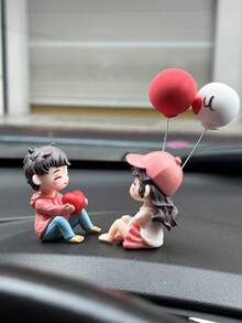 2pcs Cute Car Accessories Couple Car Interior Center Console Decoration - one-size - View 1