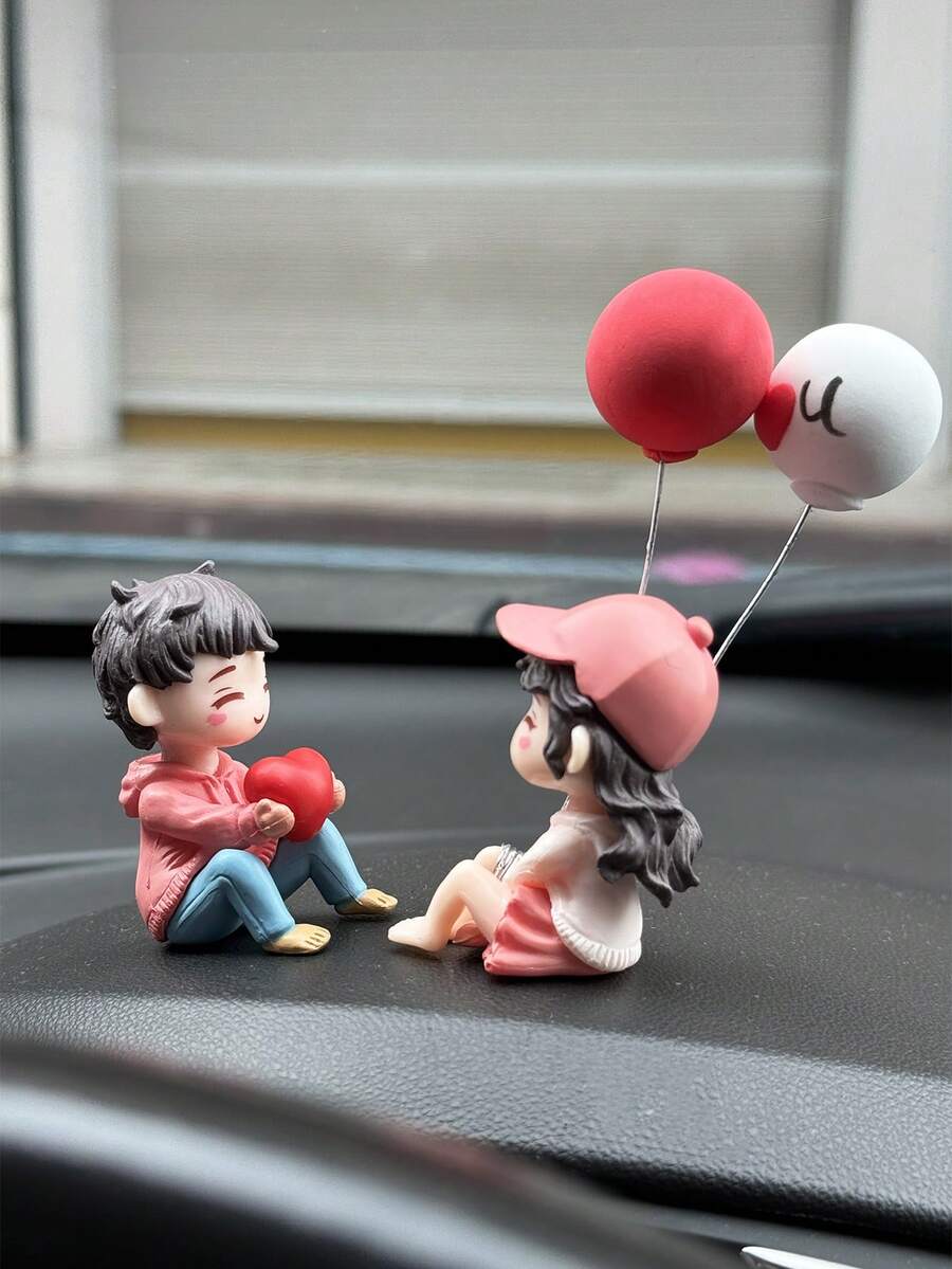 2pcs Cute Car Accessories Couple Car Interior Center Console Decoration - one-size - View 1