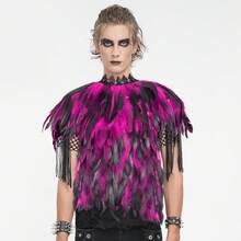 Capa con plumas artificiales de estilo gótico, chal de disfraz de Halloween para hombres