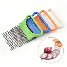 2pcs Stainless Steel Onion Slicer Holder, Multipurpose Meat Tenderizer, Vegetable & Fruit Cutter For Potato, Tomato, Lemon, Durable With Full Grip Handle, Non-Electric, Food Prep Essential, For Home Kitchen Use, Kitchen Accessories And Cooking Accessories