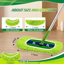 nuevoToulite - 2 almohadillas para orejas de repuesto reutilizables para fregona compatibles con la mayoría de barredoras XL de 17 x 5 pulgadas, suministros de limpieza de suelos de microfibra para cabeza - 2 - Ver 3