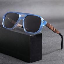 HBK 男士双梁设计眼镜复古木质 TR90 镜框 TAC 镜片弹簧铰链休闲经典商务眼镜男女日常配饰、商务、生日礼物眼镜