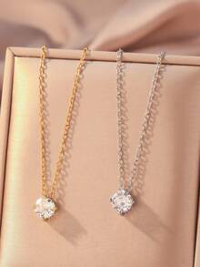 1 件锆石吊坠和铜链项链，优雅的女士日常休闲配饰