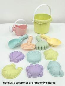 12pcs Beach Toys Set, Including Bucket, Shovel, Rake, Watering Can, Ocean Animal Molds, Summer Beach Water & Sand Play Toys Set, Interactive Parent-Child Playtime, Educational, Gift For Boys, Girls, Party