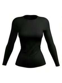KIT 4 Women's Second Skin Shirt UV+50 Sun Protection Long Thermal T-Shirt Winter And Summer Fashion GJR Modas - 黑色 - 查看 2