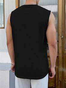 Stylish Men's Tank Top With Unique Huckleberry Finn Personalized Print Vest, Perfect For Casual Summer Wear, Ideal For Fans Of Classic Literature And Is A Great Gift Choice - 黑色 - 查看 3