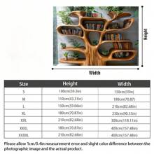2D 1pc Tree-Shaped Bookshelf With Green Plants & String Lights – Rustic Fall Or Christmas Decor, Perfect For Cozy Reading Nooks, Party Backdrops, And Photography Props, Multiple Sizes Available, Book Deco