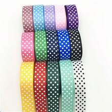 5 yardas/Lote Cinta de grosgrán de 20mm con estampado de puntos para lazos de cabello, fiesta, Navidad, boda, decoración, manualidades, envoltura de regalos - Elige colores - Ver 7