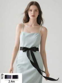 新娘腰带，时尚纯色超长腰带，配缎带蝴蝶结装饰丝带，适合婚纱、母亲节礼物、派对礼物、生日礼物、万圣节角色扮演、圣诞节等 - 粉色 - 查看 14