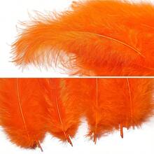 THARAHT 200pcs Fluffy Turkey Marabou Feathers 46inch For Craft Dream Catcher Dration Natural Fluffy Turkey Marabou FeathersOrange